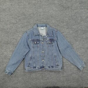 Sonoma Life+style Jacket Womens Medium Blue Denim Jean Trucker Button Front